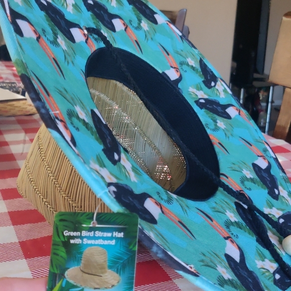 Green bird straw hat - Picture 3 of 3